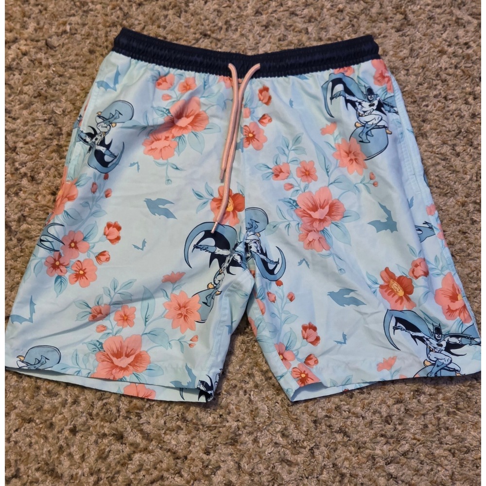 Batman‎ Floral Graphic Swim Trunks Mens size Small Teal Pink